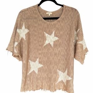 Kori Beige Star Print Short Sleeve Top